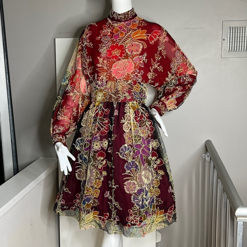 Donald Brooks for Dayton’s Oval Room Sz 4-6 Lace Net Toole Silk Dress